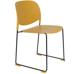 White Label Hořčicově žlutá plastová jídelní židle WLL Stacks  - Výška80 cm- Šířka 48