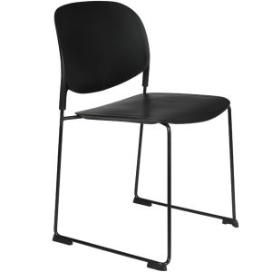 White Label Černá  plastová jídelní židle WLL Stacks  - Výška80 cm- Šířka 48