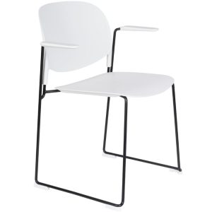 White Label Bílá plastová jídelní židle WLL Stacks s područkami  - Výška80