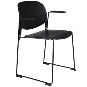 White Label Černá plastová jídelní židle WLL Stacks s područkami  - Výška80