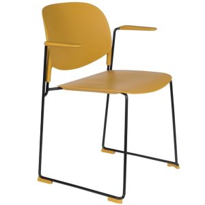 White Label Horčicově žlutá plastová jídelní židle WLL Stacks s područkami  - Výška80
