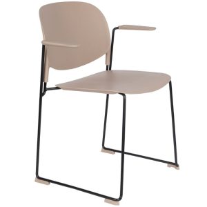 White Label Béžová plastová jídelní židle WLL Stacks s područkami  - Výška80