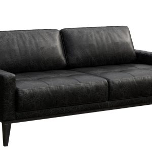 Černá vintage dvoumístná kožená pohovka MESONICA Musso Tufted 173 cm  - Šířka173 cm- Hloubka 94 cm