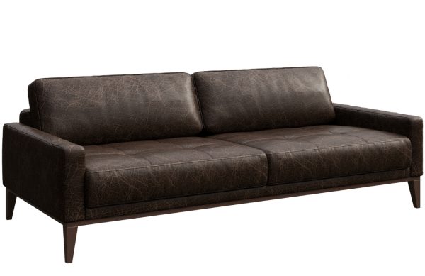 Tmavě hnědá vintage kožená třímístná pohovka MESONICA Musso Tufted 211 cm  - Šířka211 cm- Hloubka 94 cm