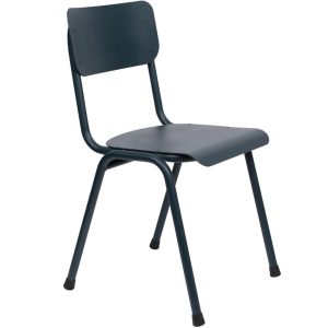 Modrá kovová jídelní židle ZUIVER BACK TO SCHOOL OUTDOOR  - Výška82