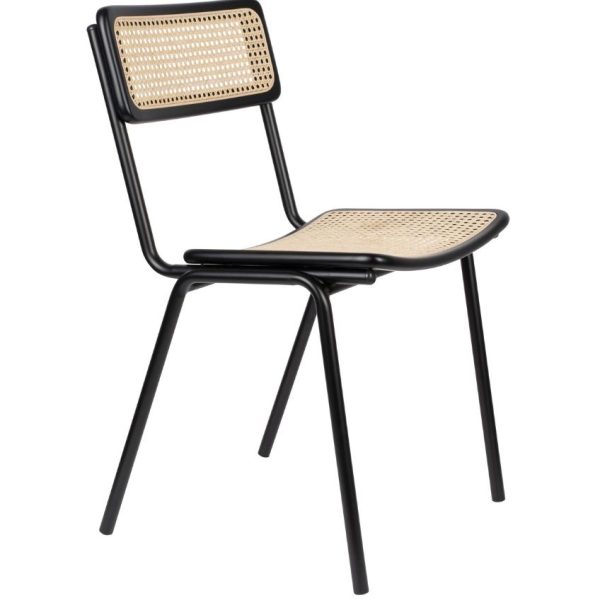 Černá ratanová jídelní židle ZUIVER JORT  - Výška81 cm- Šířka 47 cm