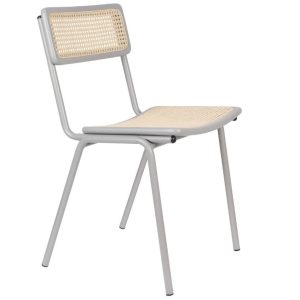 Šedá ratanová jídelní židle ZUIVER JORT  - Výška81 cm- Šířka 47 cm