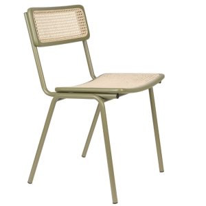 Zelená ratanová jídelní židle ZUIVER JORT  - Výška81 cm- Šířka 47 cm