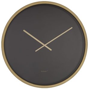 Černo-mosazné kovové nástěnné hodiny ZUIVER BANDIT 60 cm  - Průměr60 cm- Hloubka 5 cm