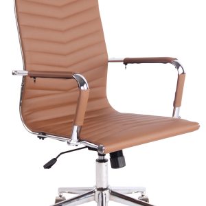 DMQ Hnědá prošívaná kancelářská židle Lexus  - Hloubka65 cm- Výška sedáku move 45-55 cm