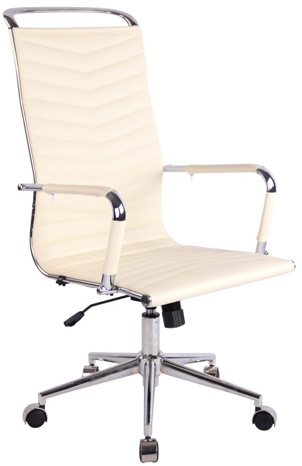 DMQ Krémově bílá prošívaná kancelářská židle Lexus  - Celková výška110-120 cm- Hloubka 65 cm