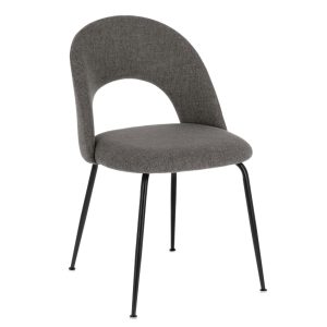 Tmavě šedá látková jídelní židle Kave Home Mahalia  - Výška79 cm- Výška sedu 47 cm