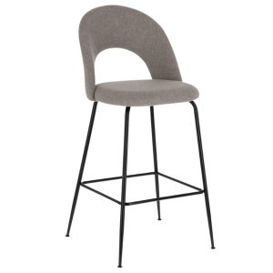 Světle šedá látková barová židle Kave Home Mahalia 63 cm  - Výška98 cm- Výška sedu 63 cm