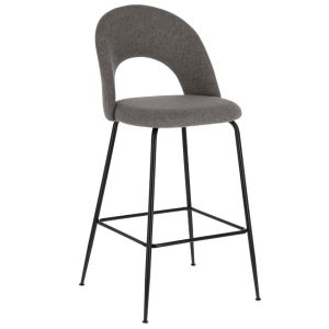 Tmavě šedá látková barová židle Kave Home Mahalia 63 cm  - Výška98 cm- Výška sedu 63 cm