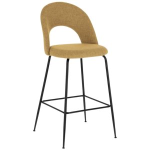Hořčicově žlutá látková barová židle Kave Home Mahalia 63 cm  - Výška98 cm- Šířka 54 cm