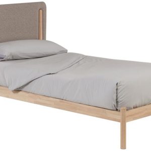Dřevěná postel s látkovým čelem Kave Home Shayndel 90 x 190 cm  - Výška108 cm- Šířka 114 cm