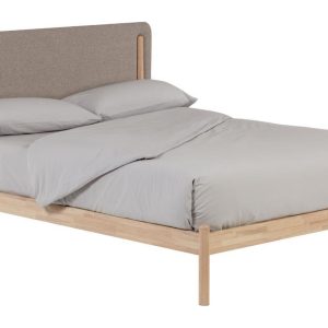 Dřevěná postel s látkovým čelem Kave Home Shayndel 160 x 200 cm  - Výška108 cm- Šířka 200 cm