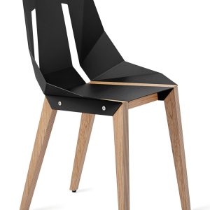 Černá hliníková židle Tabanda DIAGO s dubovou podnoží  - Výška84 cm- Šířka 45 cm
