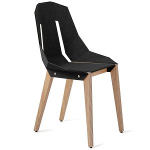 Černá plstěná jídelní židle Tabanda DIAGO s dubovou podnoží  - Výška84 cm- Šířka 45 cm