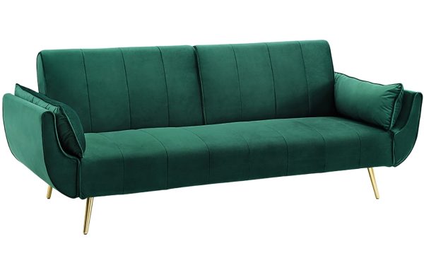 Moebel Living Zelená sametová rozkládací pohovka Diva II 215 cm  - Šířka215 cm- Výška 85 cm
