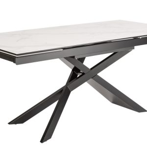 Moebel Living Bílý skleněný rozkládací jídelní stůl Marimor 180-260 x 90 cm  - Šířka180/220/260 cm- Výška 77 cm