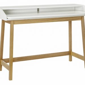 Bílý pracovní stůl Woodman St James s dubovou podnoží 116x47 cm  - Šířka116