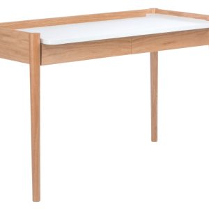 Dubový pracovní stůl Woodman Feldbach 126x60 cm s bílou deskou  - Šířka126 cm- Hloubka 60 cm