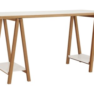Bílý pracovní stůl Woodman Highbury s dubovou podnoží 160x75 cm  - Šířka160 cm- Hloubka 75 cm