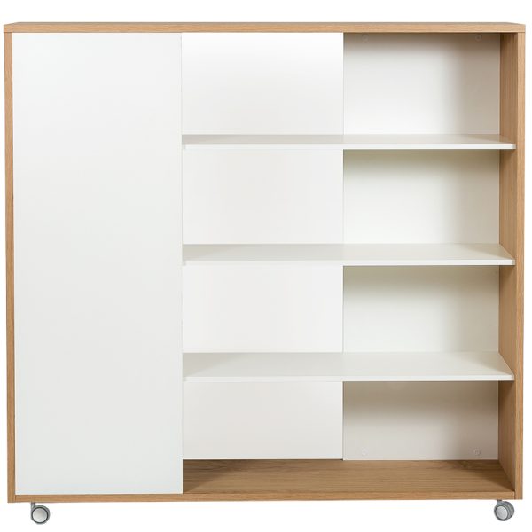 Bílá dubová knihovna Woodman Adala I. 150 x 32 cm  - Výška148 cm- Šířka 150 cm