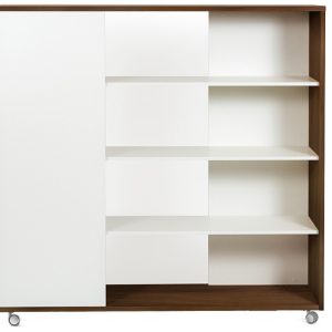 Bílá ořechová knihovna Woodman Adala II. 148 cm  - Výška148 cm- Šířka 150 cm