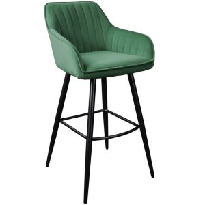 Moebel Living Zelená sametová barová židle Sige 73 cm  - Šířka52 cm- Výška 102 cm