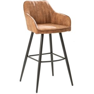 Moebel Living Světle hnědá látková barová židle Sige 73 cm  - Šířka52 cm- Výška 102 cm