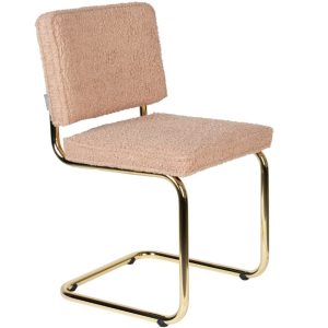 Růžová látková jídelní židle ZUIVER TEDDY  - Výška85 cm- Šířka 48 cm