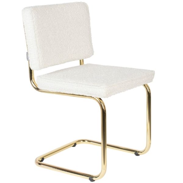 Bílá látková jídelní židle ZUIVER TEDDY  - Výška85 cm- Šířka 48 cm