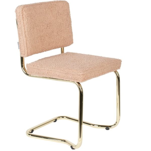 Růžová látková jídelní židle ZUIVER TEDDY KINK  - Výška85 cm- Šířka 48 cm