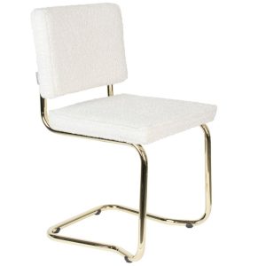 Bílá látková jídelní židle ZUIVER TEDDY KINK  - Výška85 cm- Šířka 48 cm
