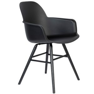 Černá plastová jídelní židle ZUIVER ALBERT KUIP ALL BLACK s područkami  - Výška81