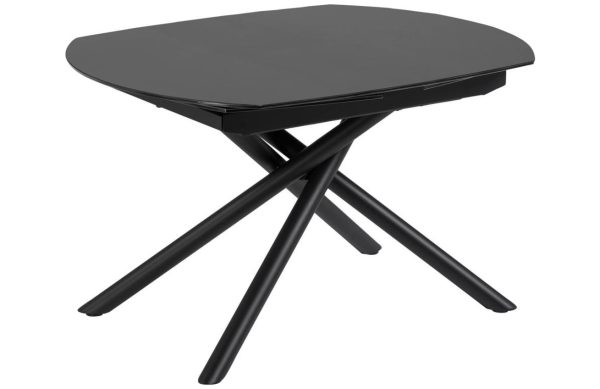 Černý skleněný rozkládací jídelní stůl Kave Home Yodalia 130/190 x 100 cm  - Výška78 cm- Šířka 130/190 cm