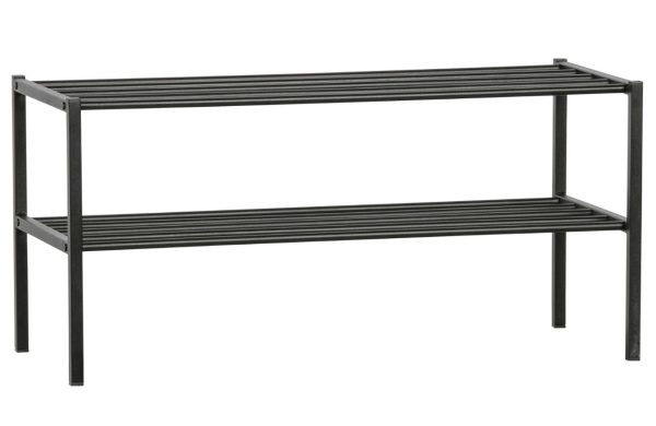 Hoorns Černý kovový botník Mahon 85x36  - Výška40 cm- Šířka 85 cm