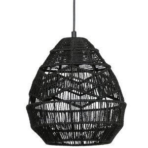 Hoorns Černé pletené závěsné světlo Adelaine 25 cm  - Výška27 cm- Průměr 25 cm