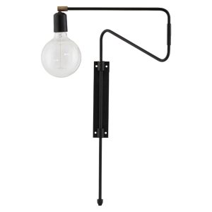 House Doctor Černé kovové nástěnné světlo Swing 35 cm  - Celková šířka35 cm- Zavěšení Černě lakované železo