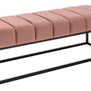 Moebel Living Růžová sametová lavice Bulet 108 cm  - Šířka108 cm- Výška 40 cm