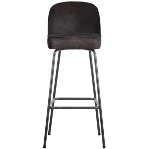 Hoorns Černá koženková barová židle Tergi 79 cm  - Výška103 cm- Šířka 50 cm