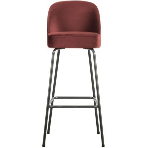Hoorns Kaštanově hnědá sametová barová židle Tergi 79 cm  - Výška103 cm- Šířka 50 cm