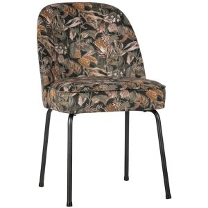 Hoorns Černá sametová jídelní židle Tergi s květinovým vzorem II.  - Výška83 cm- Šířka 50 cm