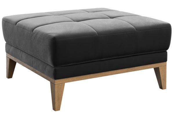 Tmavě šedá sametová podnožka MESONICA Musso Tufted  - Šířka75 cm- Hloubka 75 cm