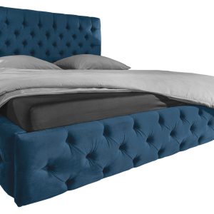 Moebel Living Modrá sametová postel Vivian 180 x 200 cm  - Šířka210 cm- Výška 138 cm