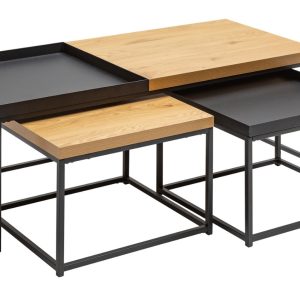 Moebel Living Set tří konferenčních stolků Lofet 120/50/50 x 50/45/45 cm  - Šířka120/50/50 cm- Výška 45/38/38 cm