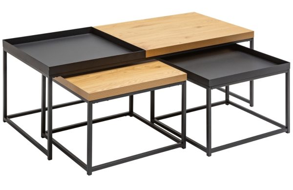 Moebel Living Set tří konferenčních stolků Lofet 120/50/50 x 50/45/45 cm  - Šířka120/50/50 cm- Výška 45/38/38 cm