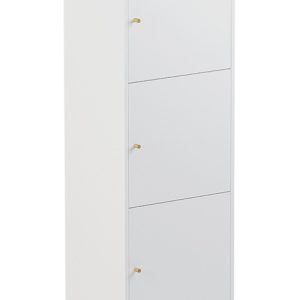 ARBYD Bílá úzká skříň Thia s dubovou podnoží 163 x 52 cm  - Výška163